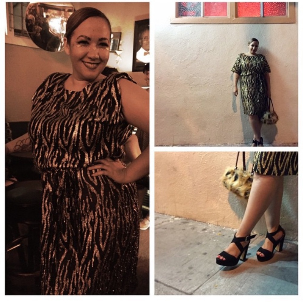 Vintage gold and black animal print sheath dress